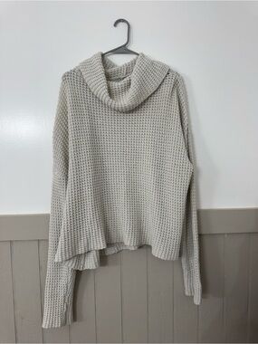 Mud Pie Waffle Knit Cowl Sweater in Cream